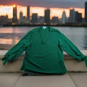 CeCe Women's Large Green Blouse Top Size L